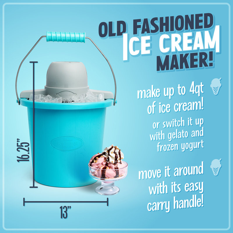 Nostalgia 4-Quart Electric Ice Cream Maker with Easy-Carry Handle