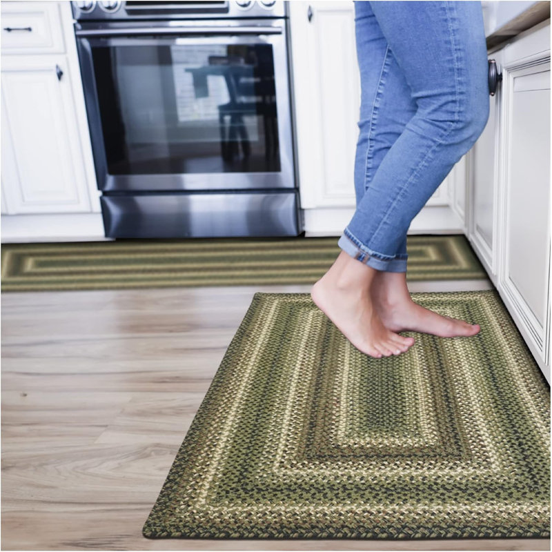 Damiesha Braided Jute Non Shedding Reversible Primitive Green Rug, Rectangle 2'3" x 3'9"