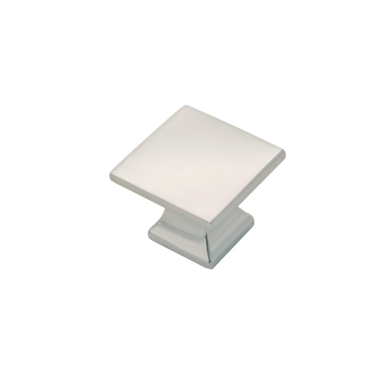 Poignée carrée Studio Collection - bouton d'armoire de 1 1/4 po x 1 1/4 po en nickel poli - Quincaillerie transitionnelle pour tiroirs et armoires