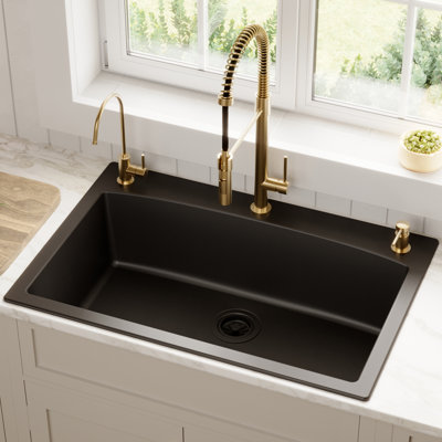 Karran Drop-in Quartz Composite 33'' X 22'' 1-Hole Single Bowl Kitchen Sink