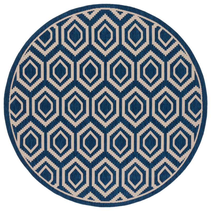 Deedrick Performance Geometric Indoor/Outdoor Area Rug, Round 4'