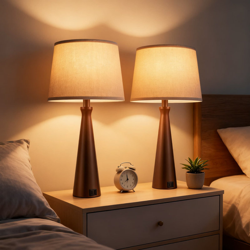 Ensemble de 2 lampes de table modernes avec charge USB, 3 lampes de chevet à contrôle tactile à intensité variable pour le salon et la chambre à coucher, comprend des ampoules DEL