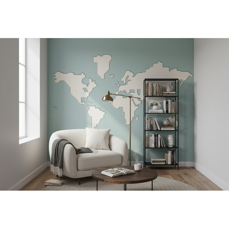 Mappemonde amovible, L 108 po x l 140 po