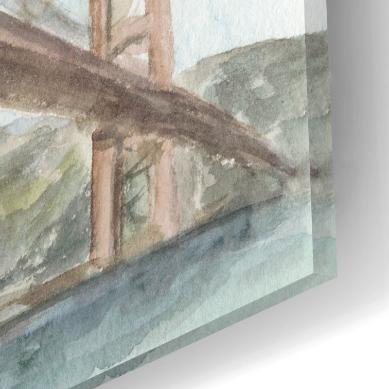 «Iconic Watercolor Bridge 3» par Ethan Harper, art mural en verre acrylique, H 16 po x l 24 po
