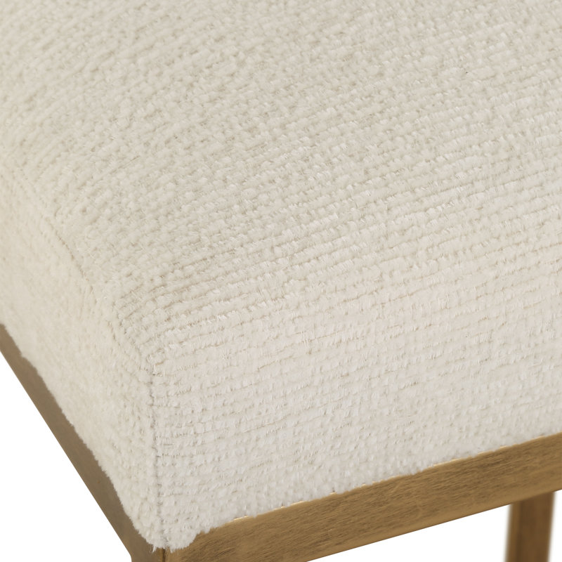 Upholstered Counter Stool with Metal Frame, Beige
