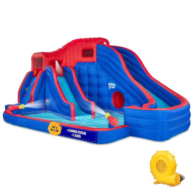 21.8' x 16.1' Bounce House with Water Slide and Air Blower