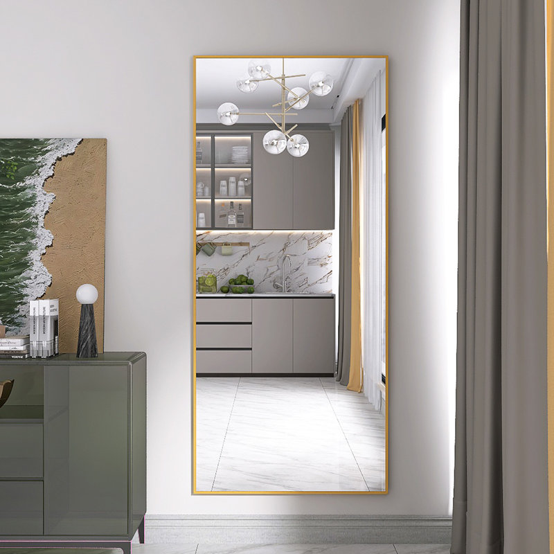 Aluminium Rectangle Floor Mirror, Gold