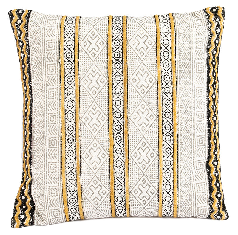  Coussin en coton ROShni carré jaune
