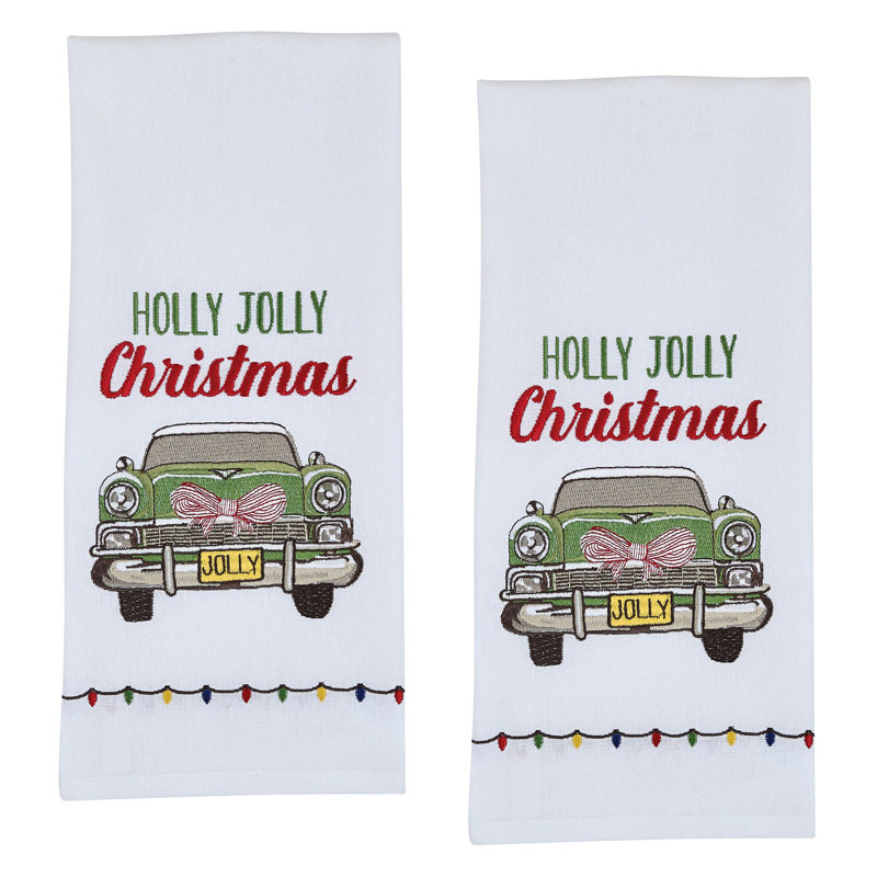  Ensemble de 2 torchons Holly Jolly, Voiture de Noël Holly Jolly