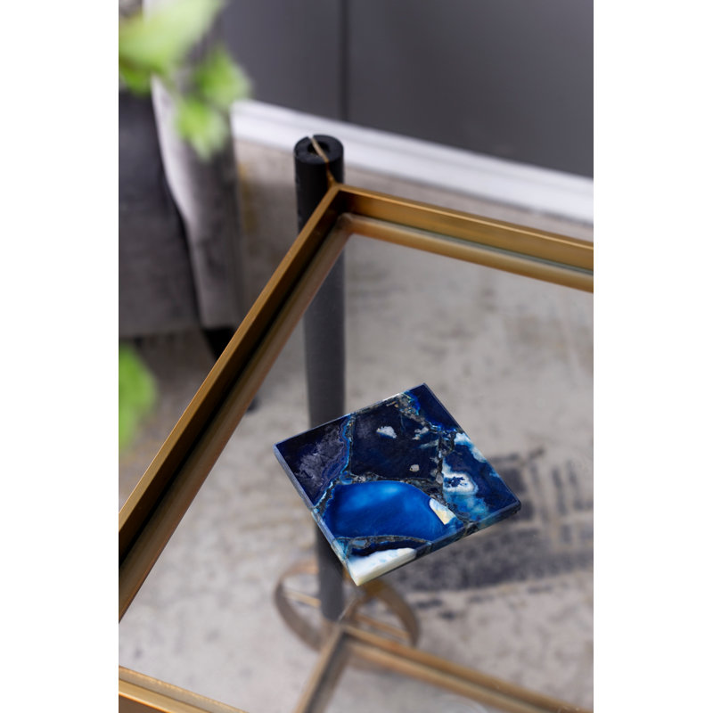 Blue Agate Stone Square Coasters - Set of 4