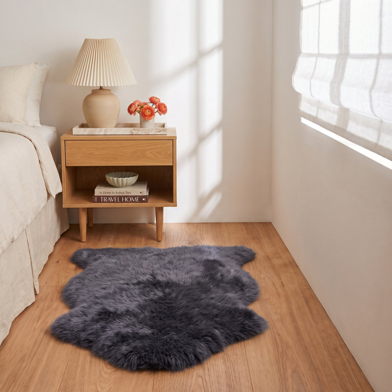 Lewin Handmade Sheepskin Charcoal Area Rug