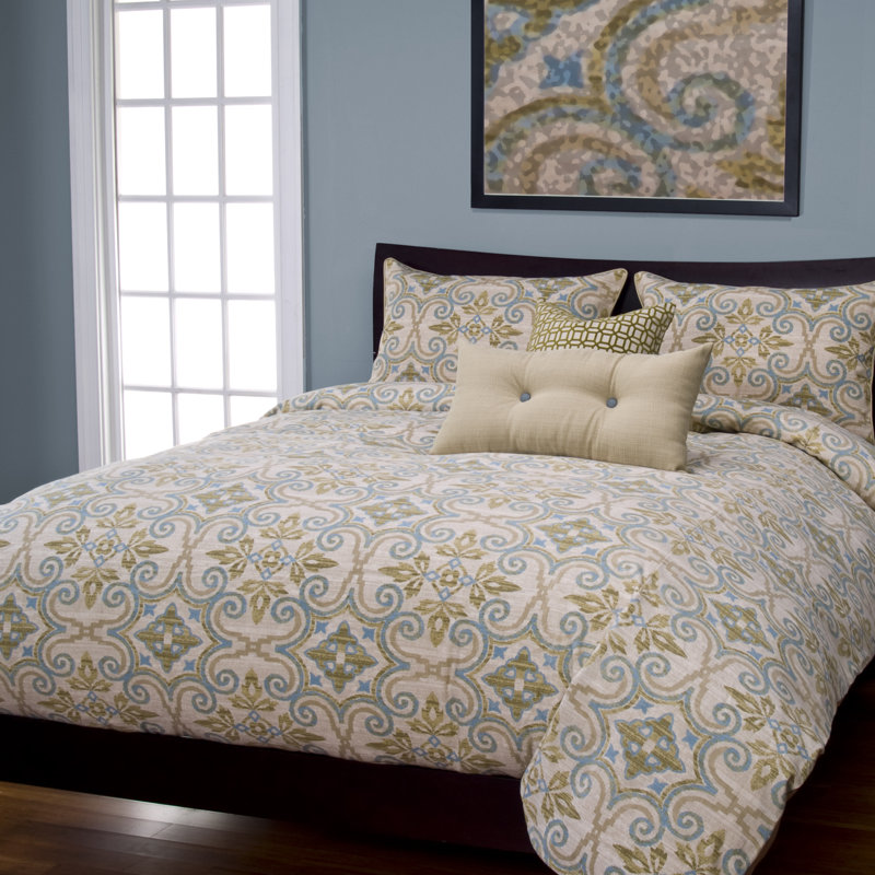 Modern & Contemporary Damask Duvet Cover, Twin Duvet Cover + 3 Additional Pieces, Citron