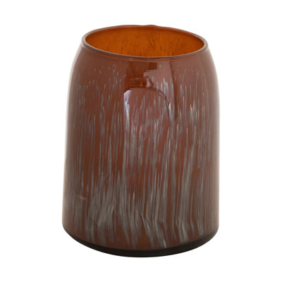 Glass Votive Holder, Distressed Brown Finish
