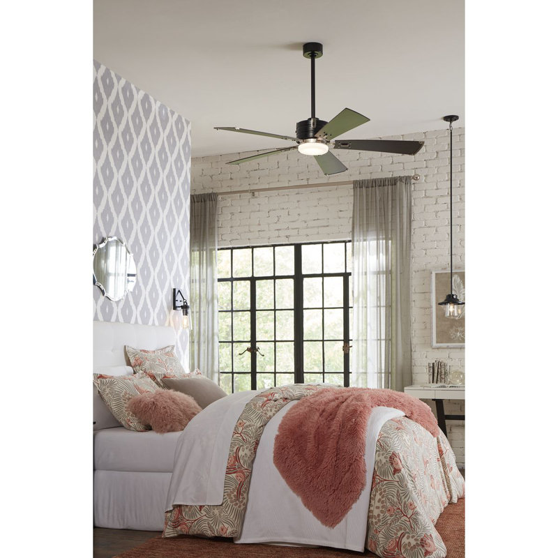 Ventilateur de plafond à DEL à 5 pales standard 56 po avec télécommande et ensemble d'éclairage inclus, Noir