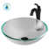Glass Circular Vessel Bathroom Sink with Faucet