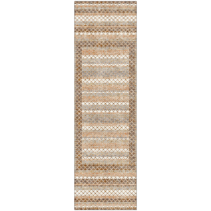 Tapis géométrique de qualité supérieure lavable à la machine Ariel, Tapis de couloir 2 pi 3 po x 7 pi 6 po