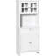 Élégant buffet avec huche, armoire de rangement pour garde-manger avec porte en verre encadrée et espace pour micro-ondes-1621475656