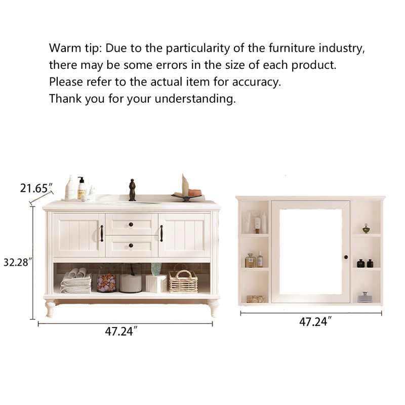Meuble-lavabo en chêne American Country Style, White