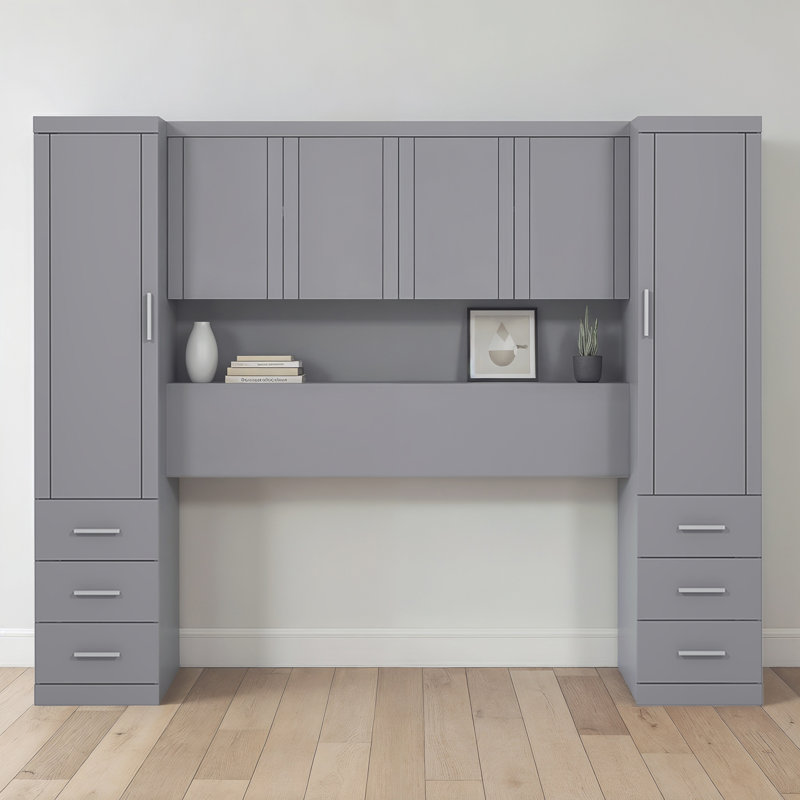 6 Door 6 Drawer Overbed Storage, Cool Grey