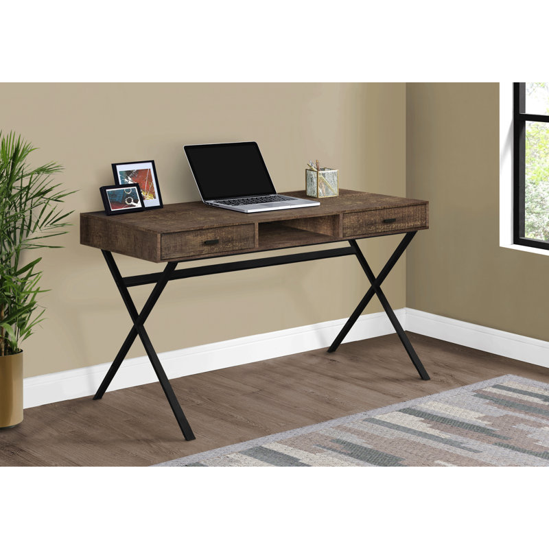 Bureau d'ordinateur, bureau personnel, ordinateur portable, tiroirs de rangement, L 48 po, travail, stratifié, métal noir, contemporain, moderne