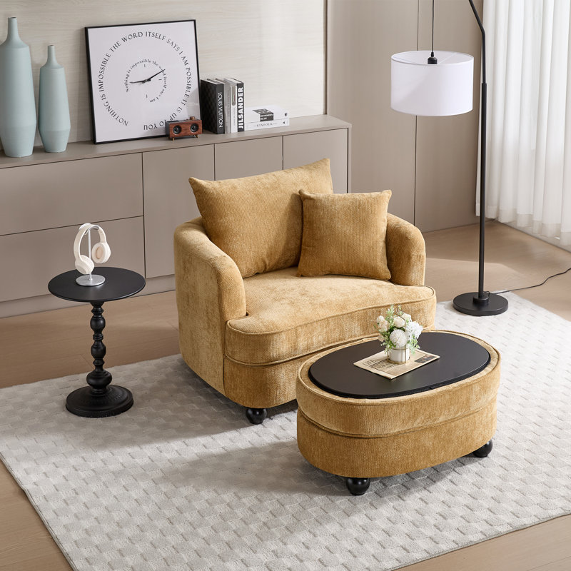 Canapé 40,2 po Chenille, Jaune