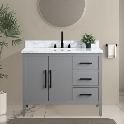 Ensemble de meuble-lavabo simple 42 po avec plateau en marbre Chambery