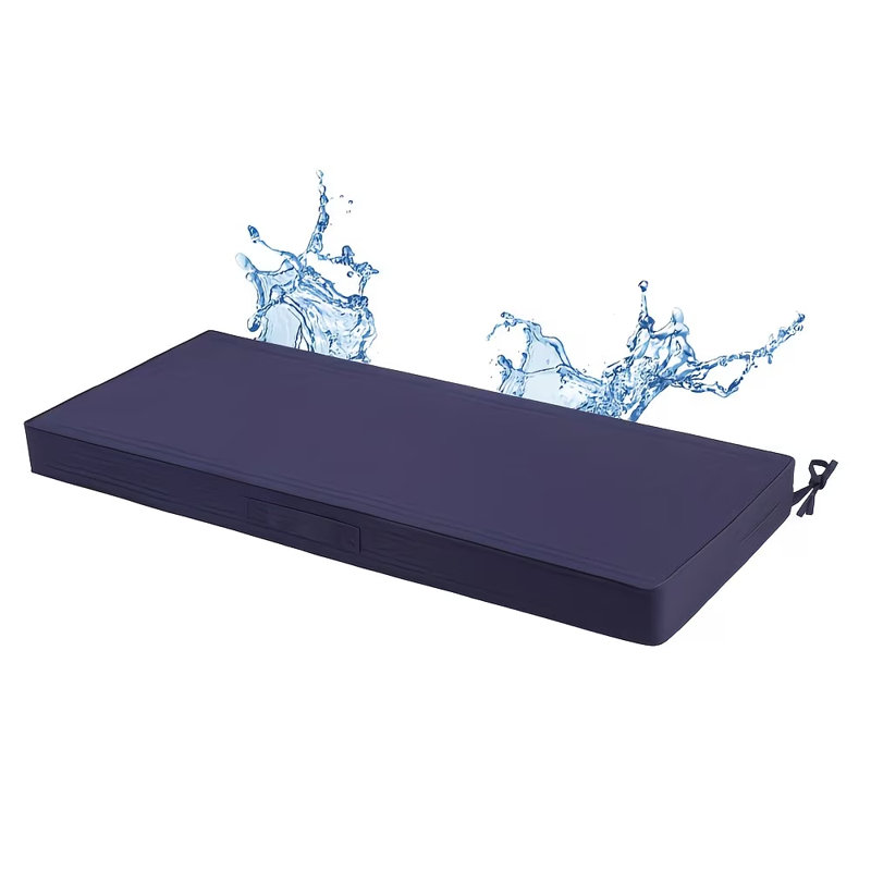 Outdoor bench cushion, waterproof and fade-resistant balcony cushion with a non-slip bottom and ties; the bench comes with a removable cover,dimensions: 42“ x 18” x 3";Blue