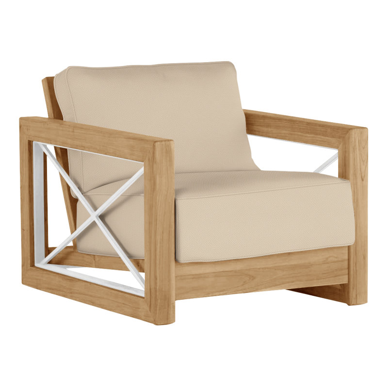 Malta Teak Outdoor Lounge Chair, Welt + Standard fill, Natural Teak, Perigold Ishi Beach