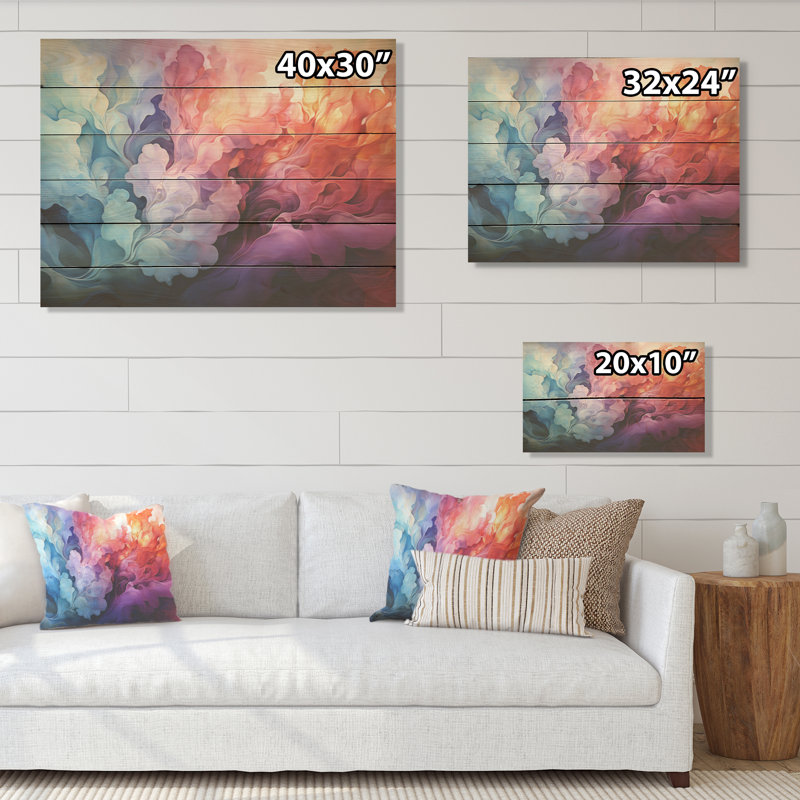 Horizons colorés I - Art sur bois de pin naturel, H 24 po x l 32 po