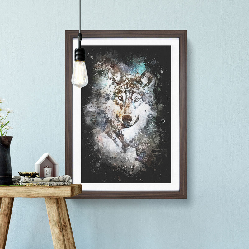 Wolf - Framed Print, 33cm H x 24cm W x 2cm D, Walnut Framed