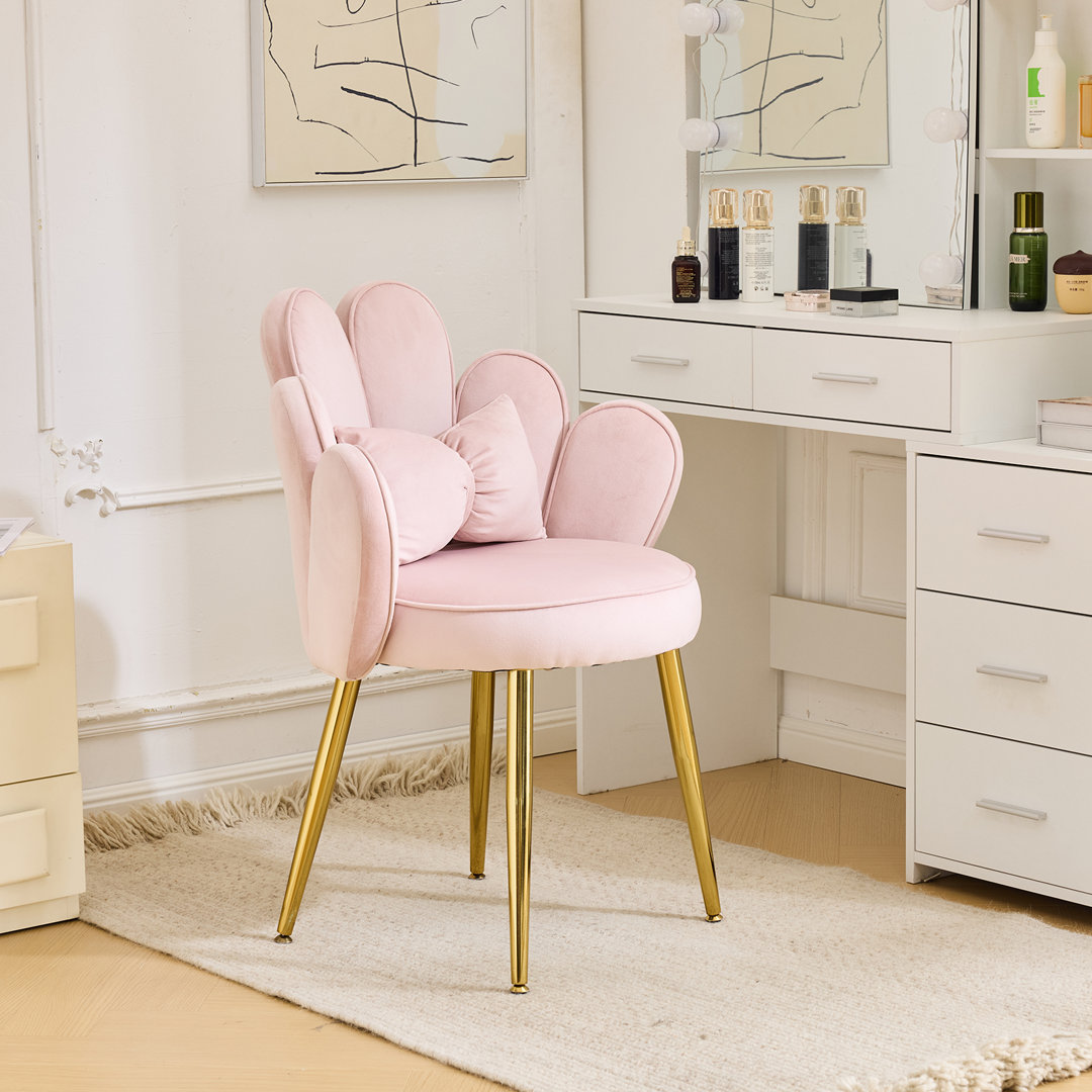 26’ Wide Gray Scalloped Petal Tufted Velvet Accent Chair With Pillows Mercer41 Fabric OR Leather