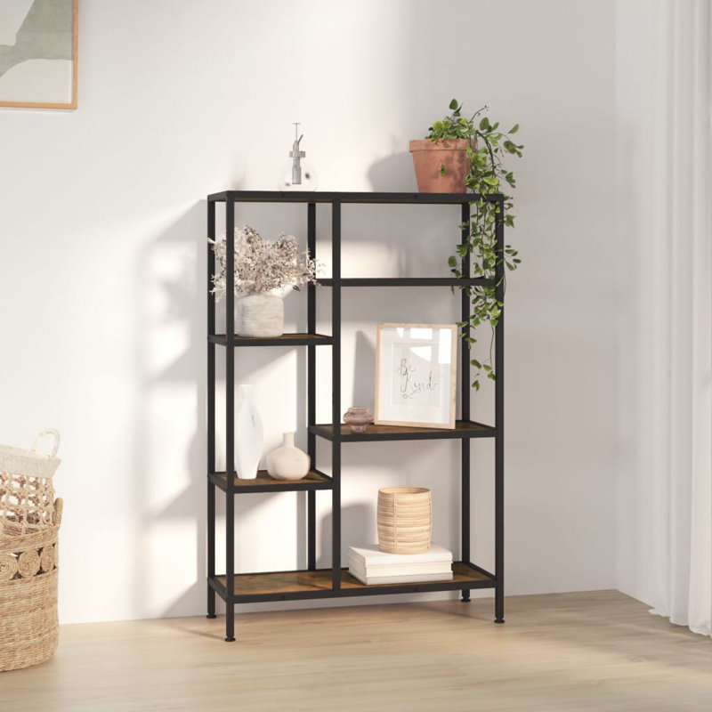 Oringas Bookcase, Light Brown/Black, (6 Shelves) 47" H x 32" W x 12" D