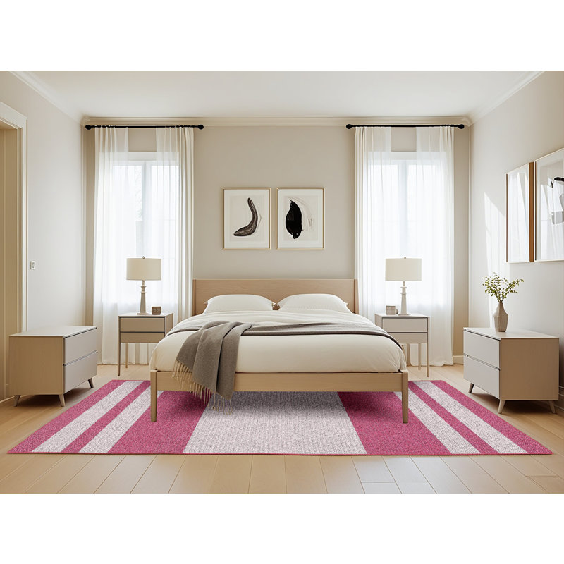 Tapis rose à rayures Antria, Rectangle 5 pi x 8 pi