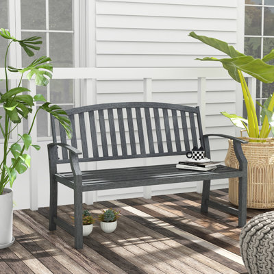 Banc d'extérieur 46 po en métal gris, pour patio, porche, pelouse - Banc de patio incurvé gris confortable, terrasse, sièges confortables,