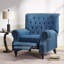 Fauteuil inclinable bleu marine - Dossier capitonné + accoudoirs roulés avec détails rivetés