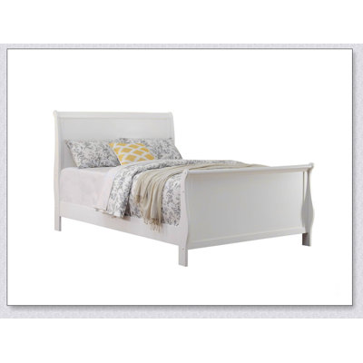 Modern 1Pc Bed Bedroom Furniture Sleigh Design Headboard Footboard White by Latitude Run