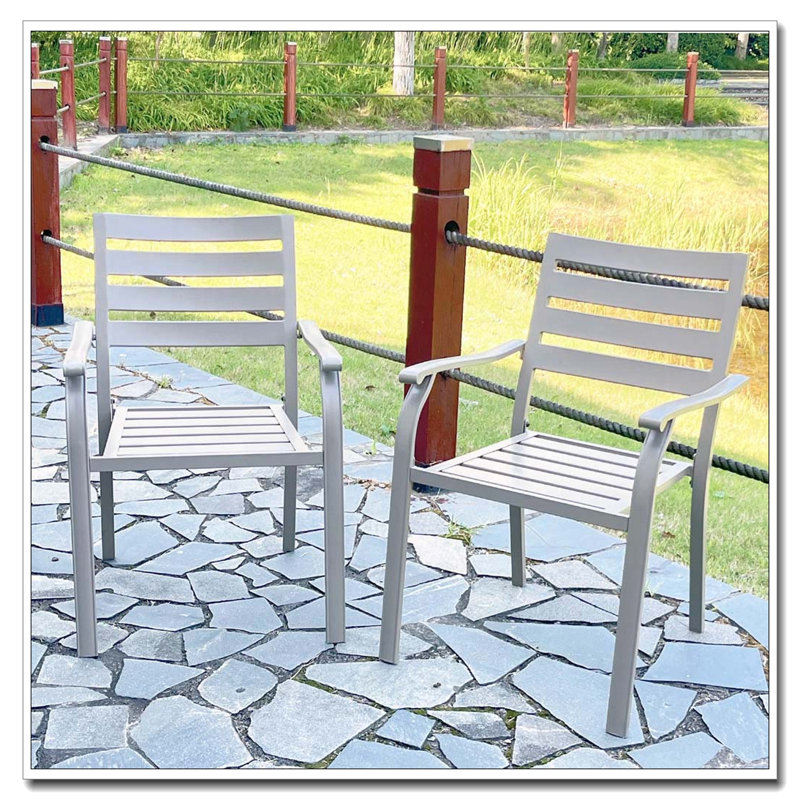 Ensemble de 2 chaises de salle à manger Iron Terrace avec finition écologique, couleur crème, Crème