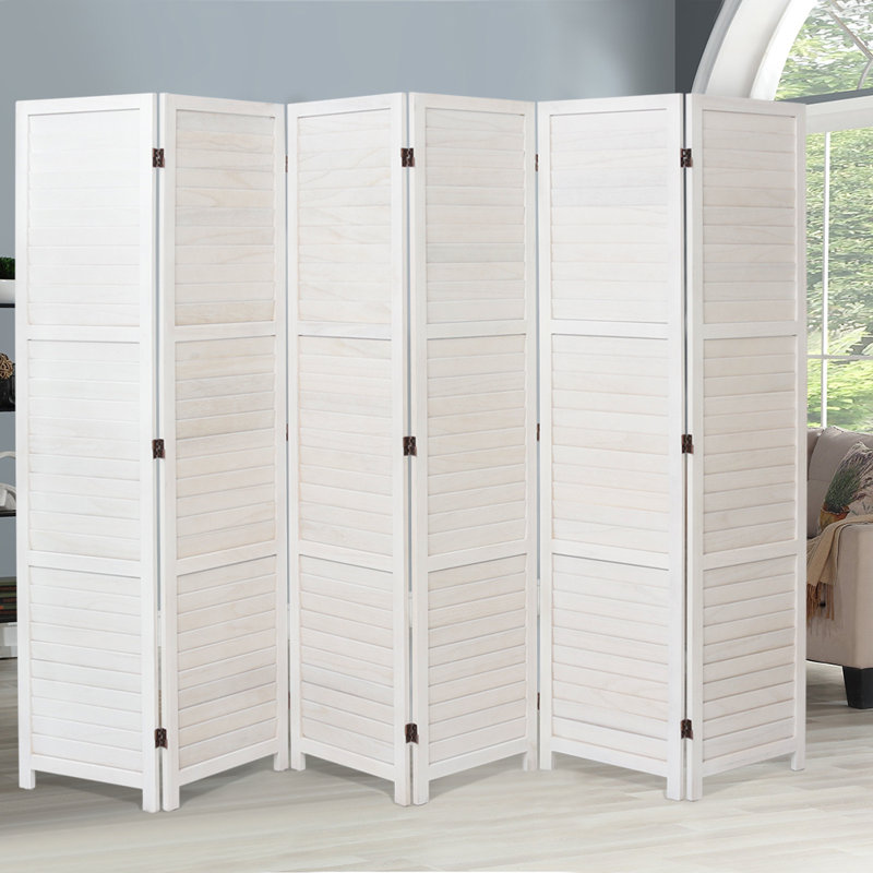 Aarav 170cm H Folding Room Divider, 170 cm H x 240 cm L x 5 cm D, 6, White