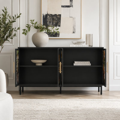 Armoire de rangement avec portes en verre tropicales artistiques et beaucoup de rangement