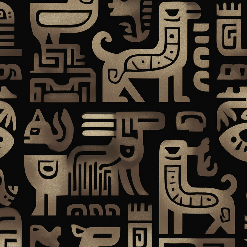 Papier peint stylisé à motif géométrique tribal, Non tissé, non collé