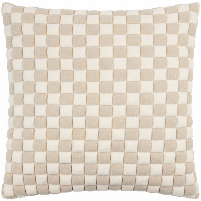 Softie Checkerboard Beige Square Throw Cushion, Pillow Cover Only - No Insert, Brown Plaid