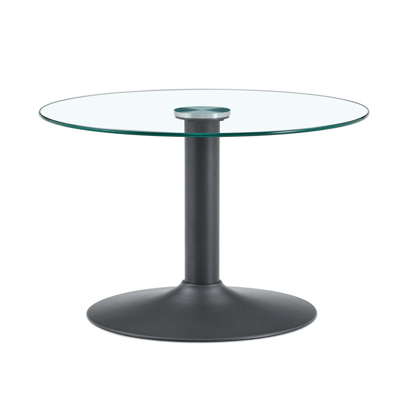 Round Tempered Glass Coffee Table with Light Luxury Design, Transparent;Black