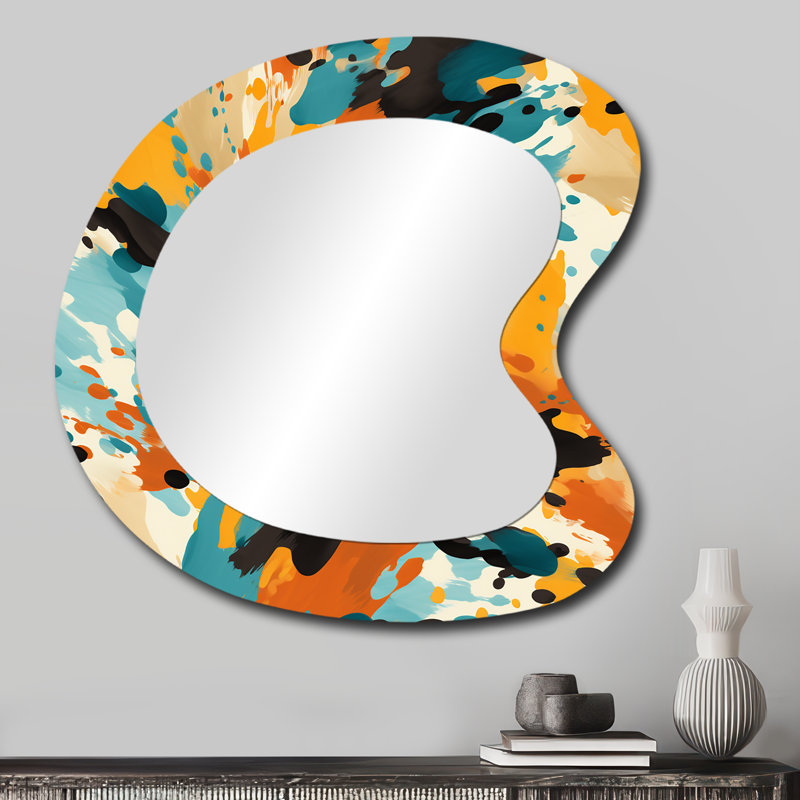 Artistique, expression et noir - grand miroir mural de forme irrégulière à motif animalier, miroir unique asymétrique glam, reproduction d'art en métal