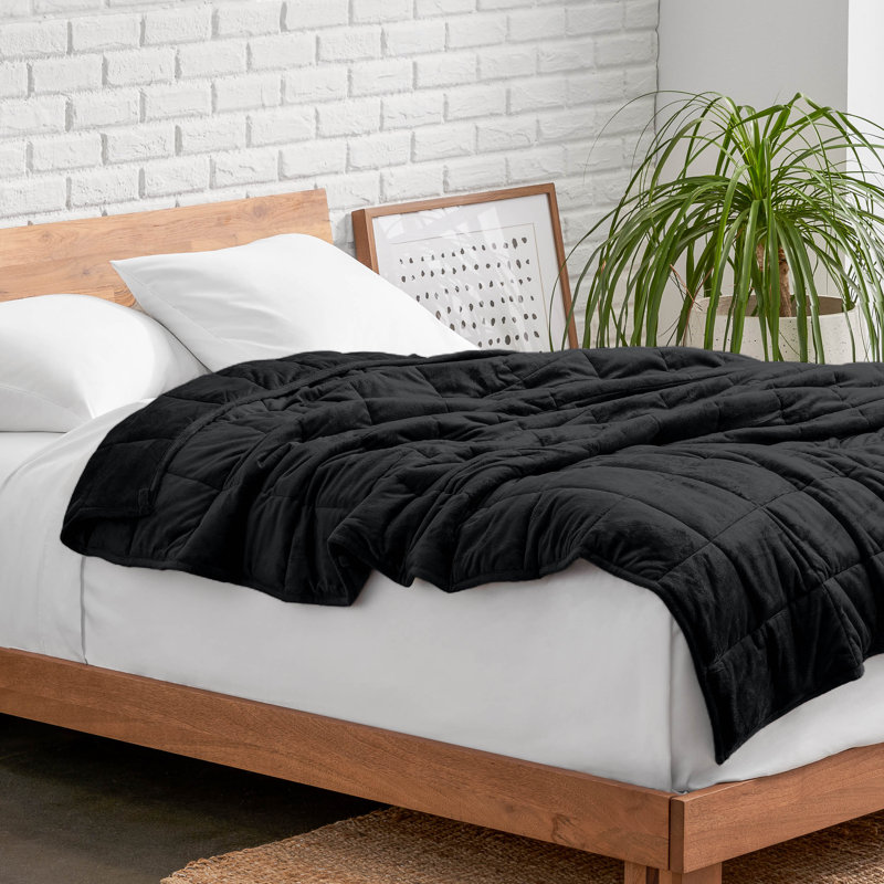 Couverture pondérée Minky, l 60 po x L 80 po, 17 lb, Noir