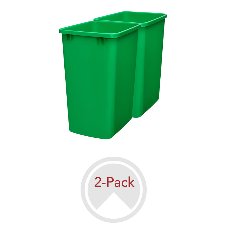 Green Polymer Pull-Out Trash Bin Set, 35 Quart, 2 Pack