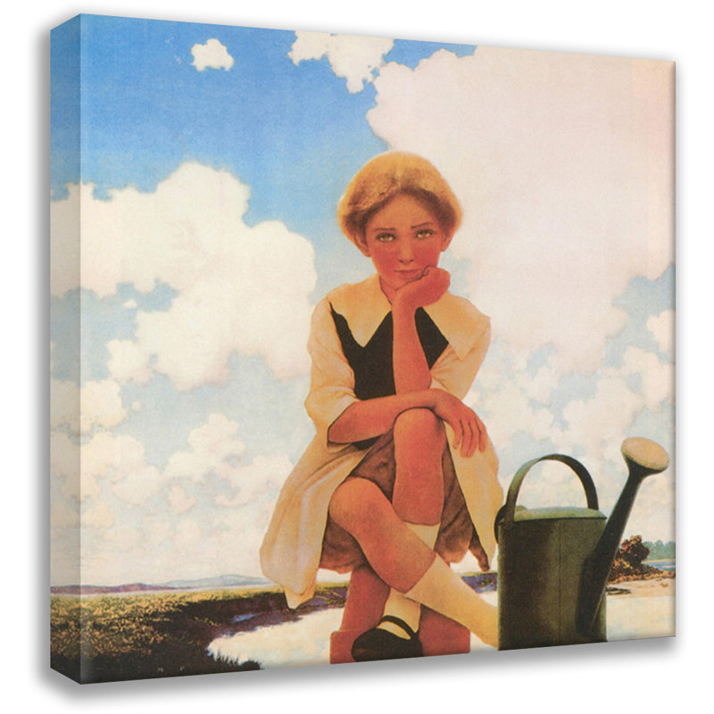 «Mary Mary Quite Contrary» par Maxfield Parrish, toile tendue avec châssis, H 48 po x l 33 po