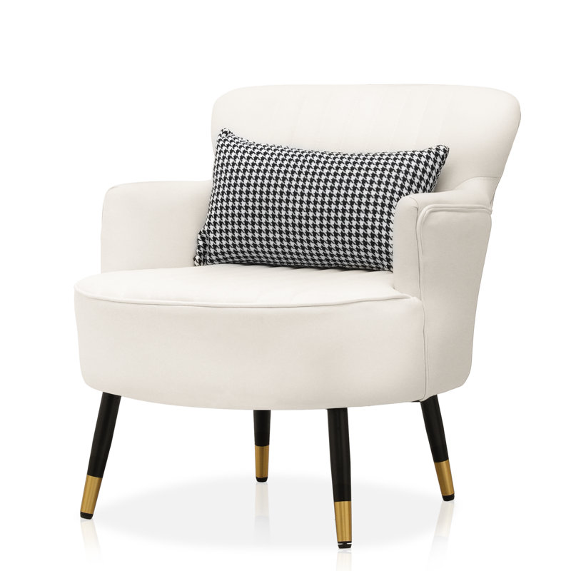 Chaise d'appoint rembourrée avec coussin Bettyanne, Leathaire blanc