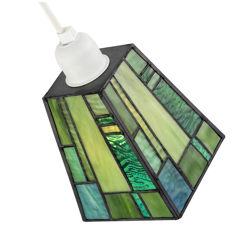 13 cm H Square Glass Pendant Shade ( Screw On ), Green