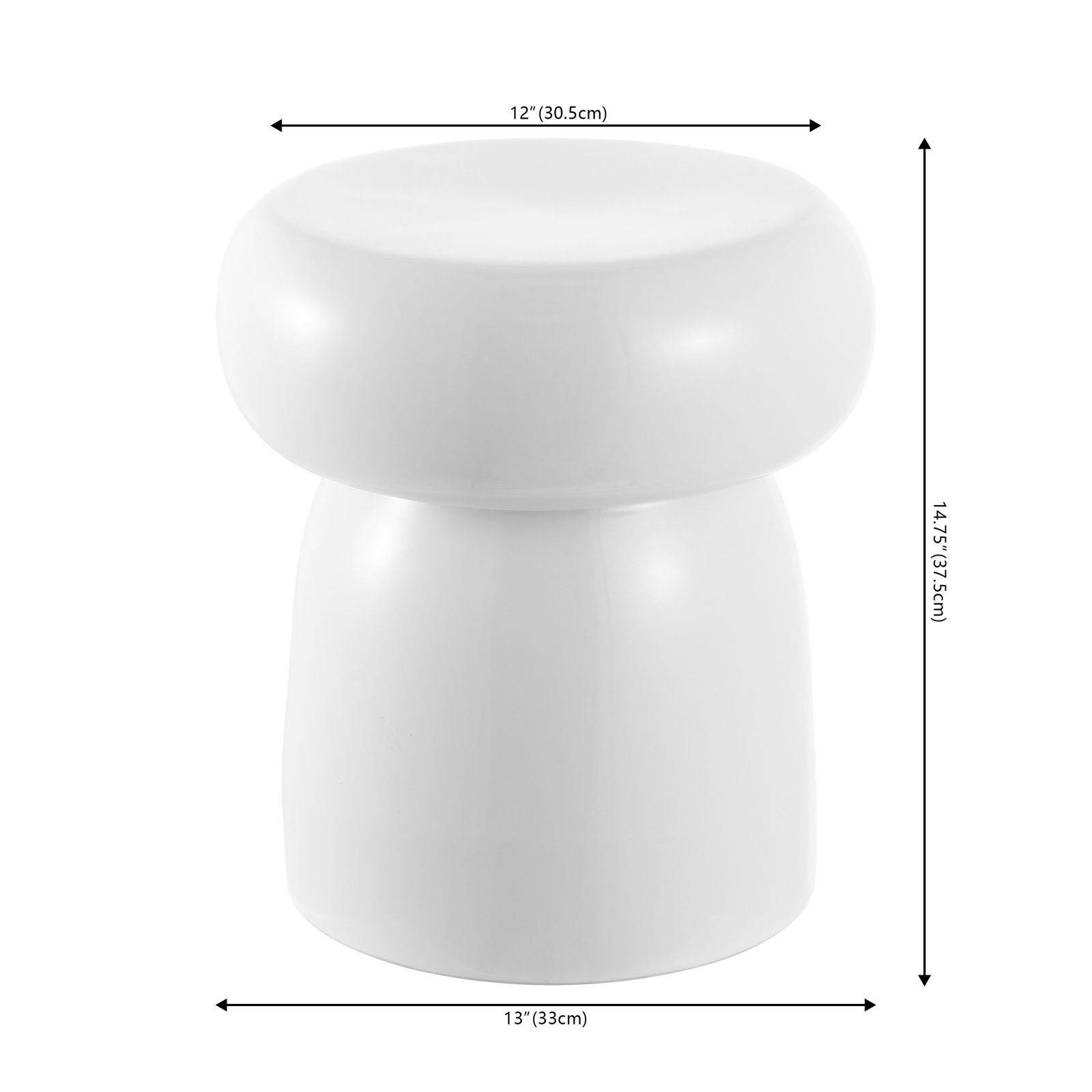 13" Ceramic End Table, White