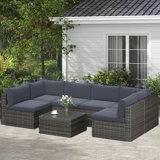 Wicker 6 - Person Modular Patio Conversation Sets with Cushions